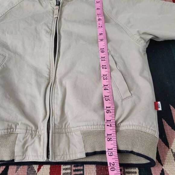 Y2K Gap Kids Khaki Bomber Jacket Boys Sz Small 5/6 Cotton Fleece Lined Classic - Picture 7 of 7